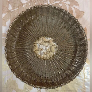 Candy  fruit bowl vintage USSR russia cupronickel silvering filigree weaving 8”